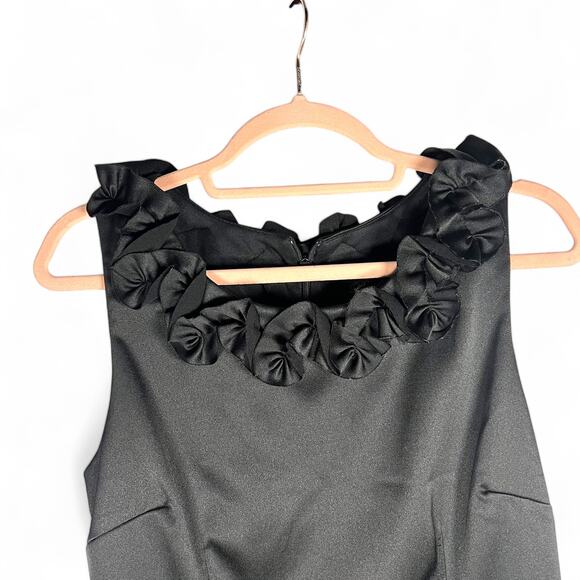 ROULETTE Black Satin Formal Dress Ruffle Trim Sz 10 Formal WhimseyGoth NightOut - Picture 3 of 6